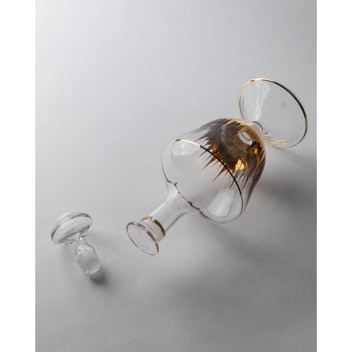 Vintage Murano Glass Carafe with Gilded Details and Stopper, 1960s For Sale - Image 8 of 11