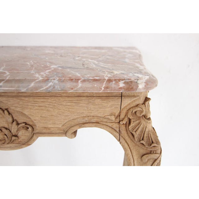 Small Louis XV Oak and Marble Top Console Table, 1920s For Sale - Image 12 of 18