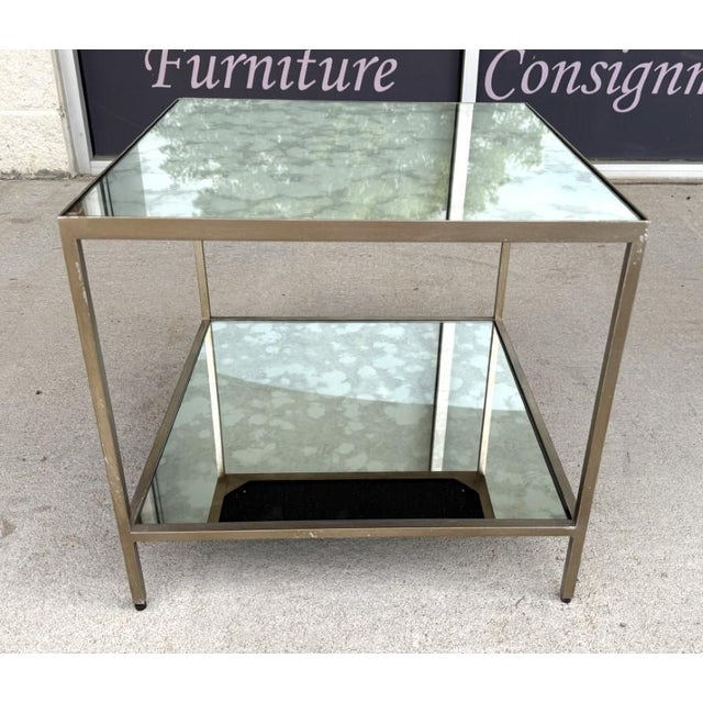 Pair of Attributed Ethan Allen Two-Tier Mirrored Side Tables For Sale In Raleigh - Image 6 of 15