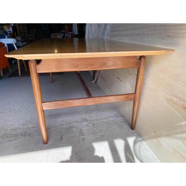 Wood 1990s Finn Juhl Floating Top Dining Table for Baker Teak Maple For Sale - Image 7 of 12