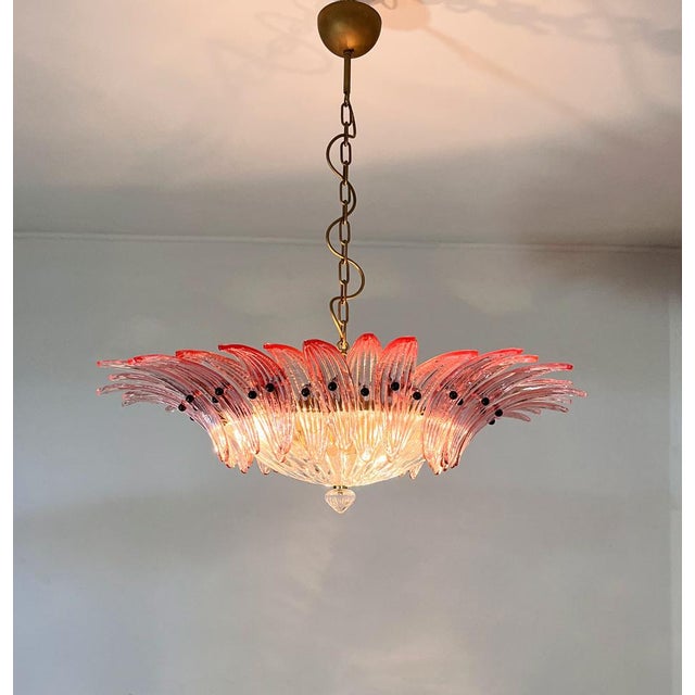 Pink Murano Palmette Pendant Light in Pink Glass, 1990 For Sale - Image 8 of 18