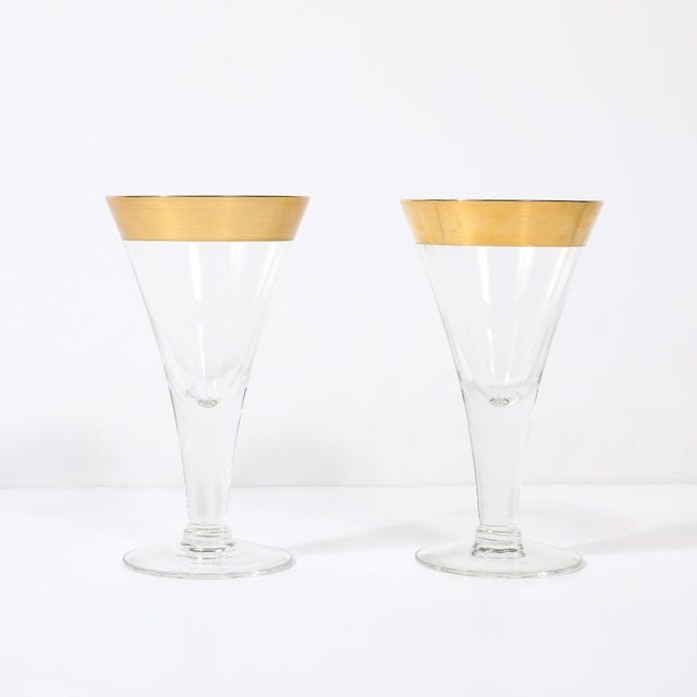1940s Set of 6 Mid-Century Modernist Gilt Rimmed Wine Glasses by Dorothy Thorpe For Sale - Image 5 of 14