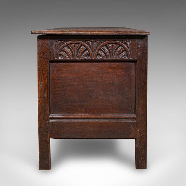 Large Antique Carved Coffer, English Oak, Blanket Chest, William Iii, Circa 1700 For Sale - Image 6 of 12