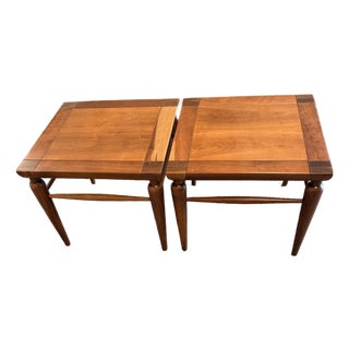 1950s Heritage-Henredon Mid-Century Square Side Tables, Fully Restored — A Pair For Sale