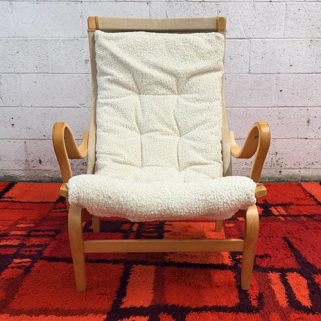 Vintage Pair of Pernilla Lounge Chairs by Bruno Mathsson for Dux in Faux Lambswool, 1970's For Sale - Image 11 of 14