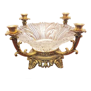 French 1890s Baccarat Gilt Bronze Cut Crystal Glass Candelabra Centerpiece