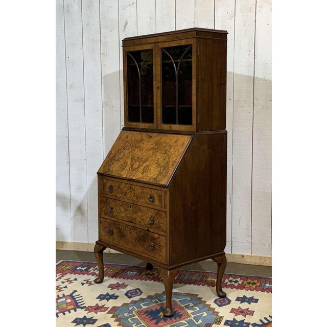 Wood English Writing Desk in Walnut Burl, 1930s For Sale - Image 7 of 18