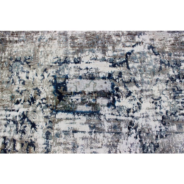 Mid 20th Century Vintage Rug With Abstract Design in Silver Blue Gray L. Blue For Sale - Image 10 of 10