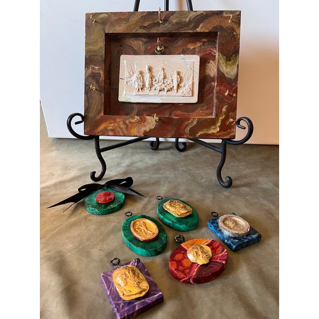 One-of-a-kind, hand-painted faux marble frame. Inspired by neoclassical "Grand Tour" souvenirs, this piece features a...