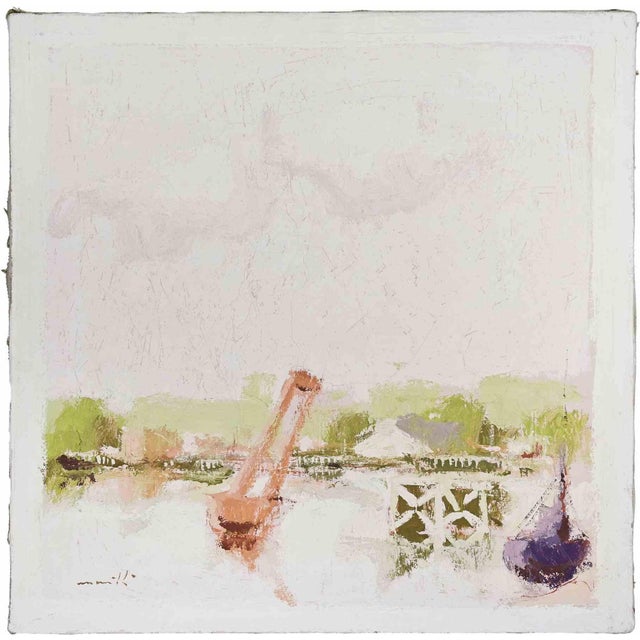 Franco Marzilli, Seascape, Oil Painting, 1970s For Sale