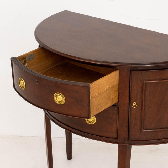 Mid 20th Century Baker Furniture Mahogany Demilune Console Table For Sale - Image 5 of 8