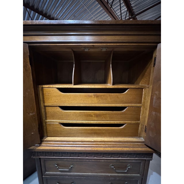 Vintage Thomasville Greek Key Armoire in the Hollywood Regency Style, C. 1970s For Sale - Image 10 of 18