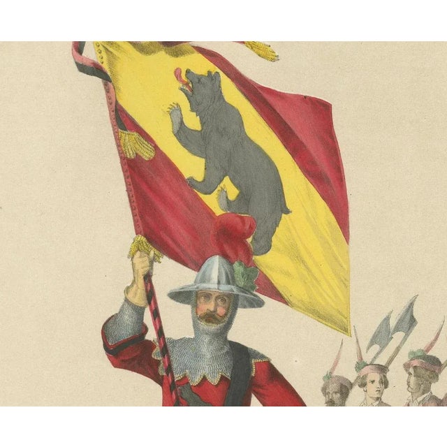 H. Jenny, Bernese Banner Carrier Leading Halberdiers in Swiss Confederation Pageantry, 1855, Print For Sale - Image 3 of 10