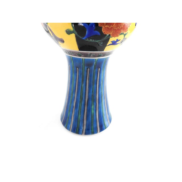 Antique Ao-Kutani Yoshidaya Style Art Deco Pedestal Vase Fuku Mark C. 1920s–1940s For Sale - Image 11 of 15