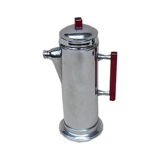 Vintage Art Deco Chrome-Plated, Red Catalin & Stainless Chrome Shaker For Sale