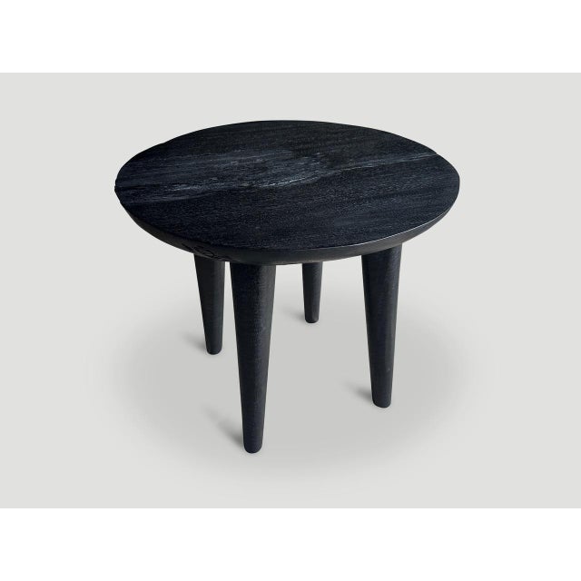 Andrianna Shamaris Minimalist Charred Round Side Table For Sale - Image 4 of 5