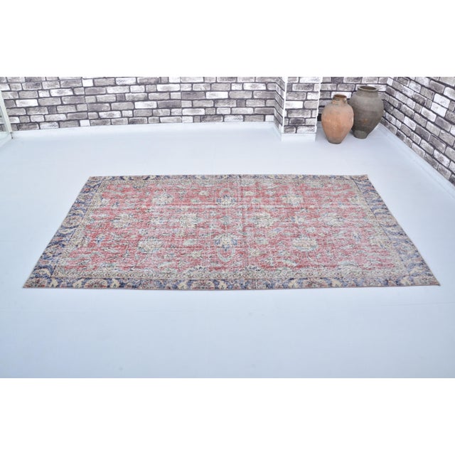 Handmade wool carpet in Turkish Anatolia , Vintage Oushak Rug,Turkish Vintage Anatolian Rug, Handmade wool Rug . One Of...