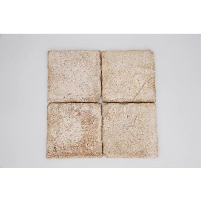 Blue 18th Century Antique Portuguese Set of Four Blue, White and Brown Spongeware Baroque Tiles For Sale - Image 8 of 10