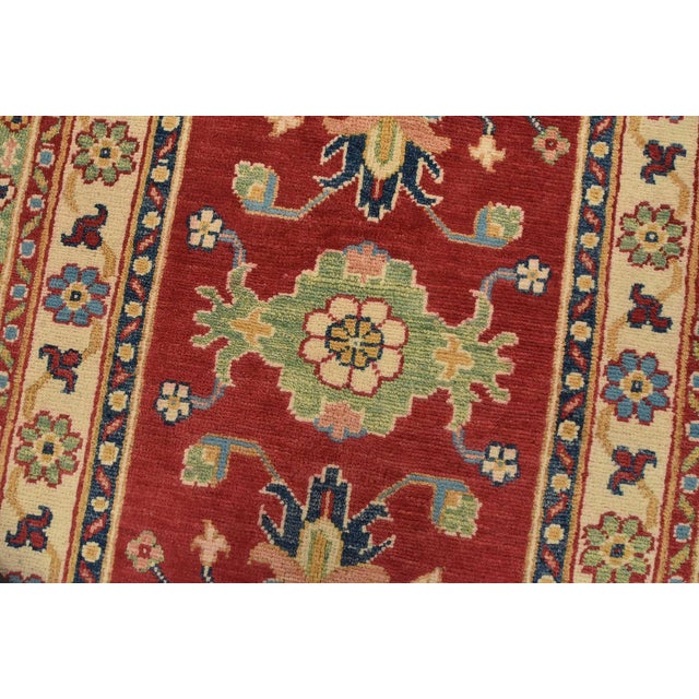 Kazak Runner 2’7” X 6’8” Red Wool Tribal Hand-Knotted Oriental Rug For Sale In Philadelphia - Image 6 of 10