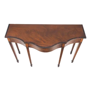 Federal Flame Mahogany Banded Serpentine Front 6 Legged Console Table