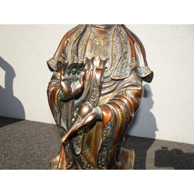 Metal Vintage Quan Yin Bronze Colored Statue Guan Yin For Sale - Image 7 of 13