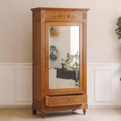 Antique Louis XVI Style Oak Mirrored Cabinet, 1900s For Sale - Image 9 of 13