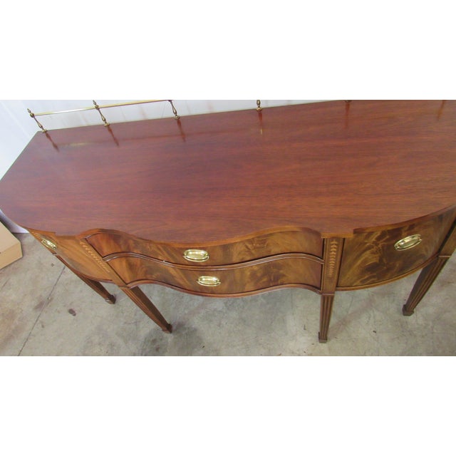 1980s Thomasville Federal Sideboard Mahogany Brass Gallery For Sale - Image 6 of 14