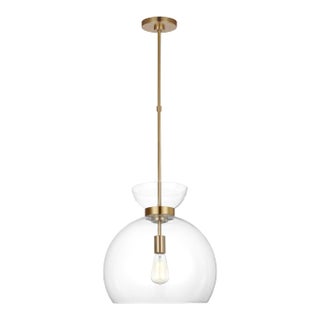Kate Spade by Visual Comfort Studio Londyn Round Pendant, Burnished Brass & Clear Glass For Sale