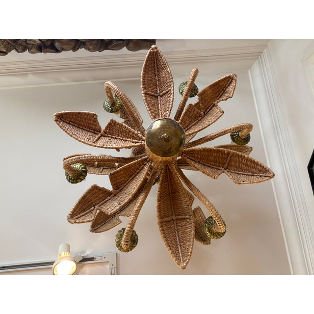 Wood 1960s Mario Torres Palm Tree Chandelier With Monkey For Sale - Image 7 of 14