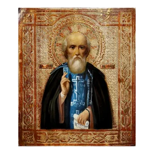 19th Century Russian Icon- Portrait of St. Nicholas -Oil Painting
