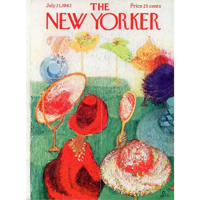 Original vintage New Yorker magazine cover dated July 21, 1962 featuring a Hats theme. Cover art by Su Zeigler. This is an...