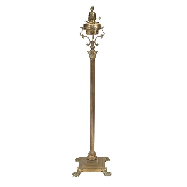 French Gilt Empire Oil Floor Lamp, 1920s For Sale