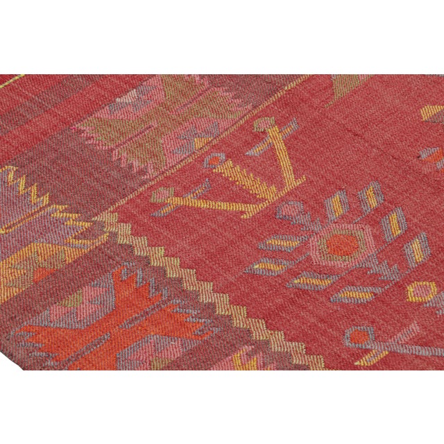 Vintage Mid-Century Kilim Rug in Red and Gold All Over Geometric Pattern For Sale In New York - Image 6 of 7