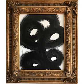 "Nouveau No. 7" Contemporary Black and White Abstract Painting by Leslie Poteet Busker, Framed For Sale