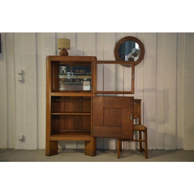 Wood Vintage Oak Display Cabinet by Charles Dudouyt, 1950s For Sale - Image 7 of 14
