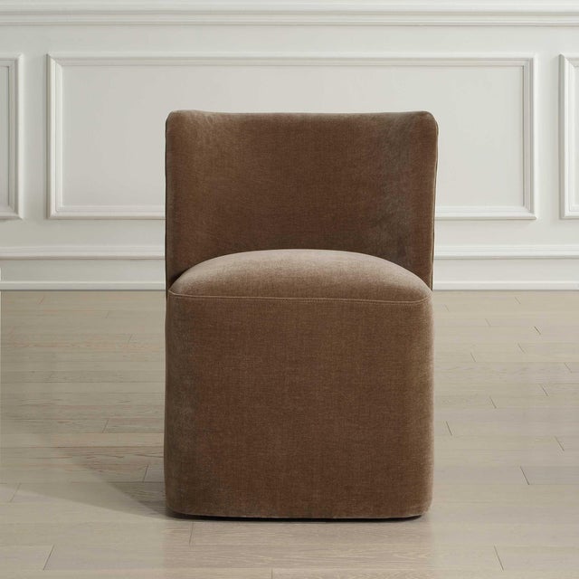 Subtly Modern With A Unique Wrap Around Back With Inverse Angles. Upholstered In A Rich Truffle Distressed Velvet....