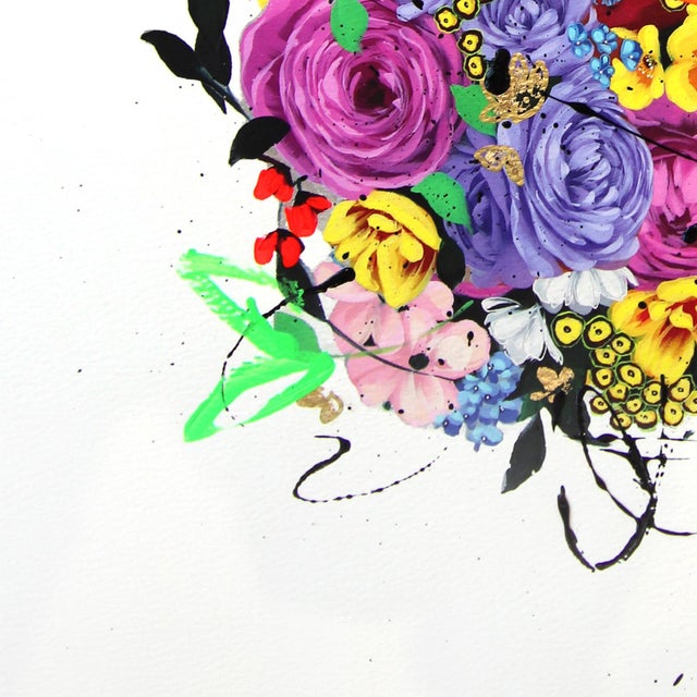 Kelly's Garden VIII - Abstract Color Drenched Floral Sally K Artwork on Paper For Sale - Image 4 of 6