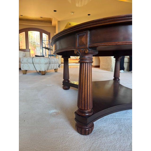 Wood Late 20th Century Henkel Harris Model 5249 Oval Mahogany Coffee Table [Cb] For Sale - Image 7 of 10