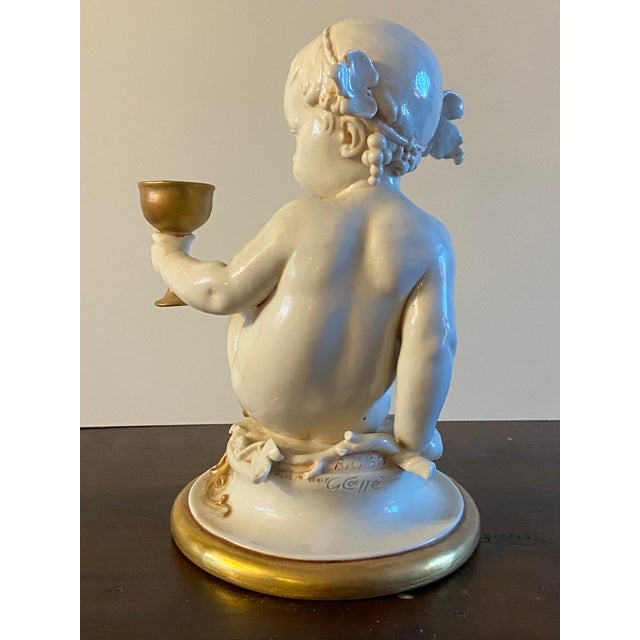 1950s Vintage Giuseppe Cappe Baby Cherub Porcelain Sculpture Statue For Sale - Image 5 of 15