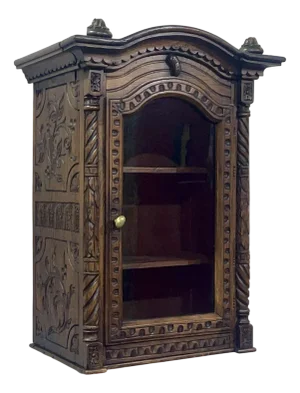Chestnut Wall Display Case, 19th Century