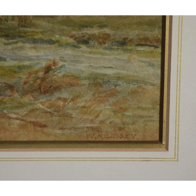 W Ramsey watercolour depicting a Shepard hearing up his flock. Incased in a gilded frame. Dimensions Height 21 Inches...