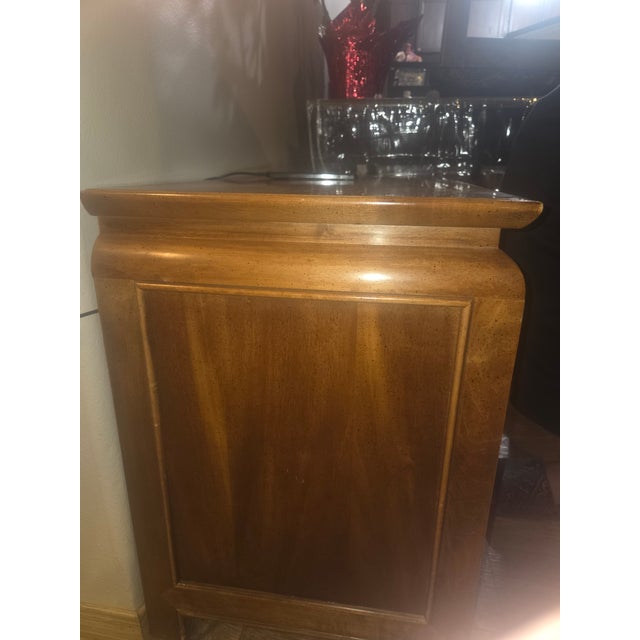 Raymond Sobota 1970s Chin Hua 2 Drawer Night Stands Finished in Burl Wood Veneers For Sale - Image 4 of 13