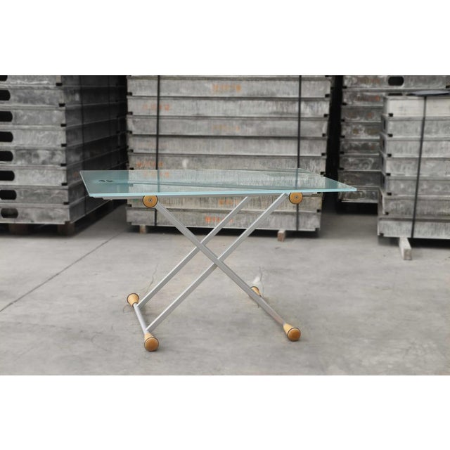 Extendable Side Table in Glass with Steel Structure For Sale - Image 13 of 17