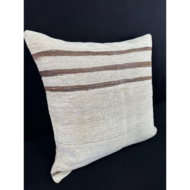 Contemporary Turkish Hemp Pillow Cushion Natural Beige Brown Pillow Cushion Cover 24x24 For Sale - Image 3 of 4