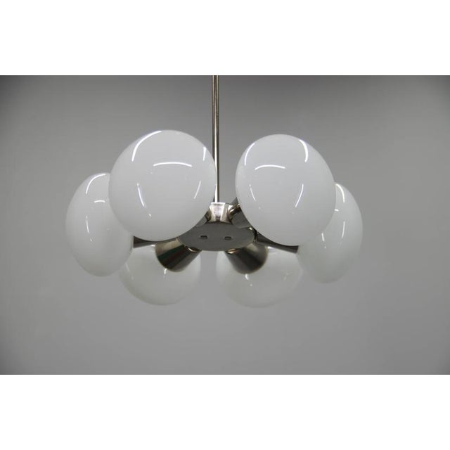 Gold Mid-Century Sputnik Chandelier attributed to Kamenický Šenov, Former Czechoslovakia, 1960s For Sale - Image 8 of 13