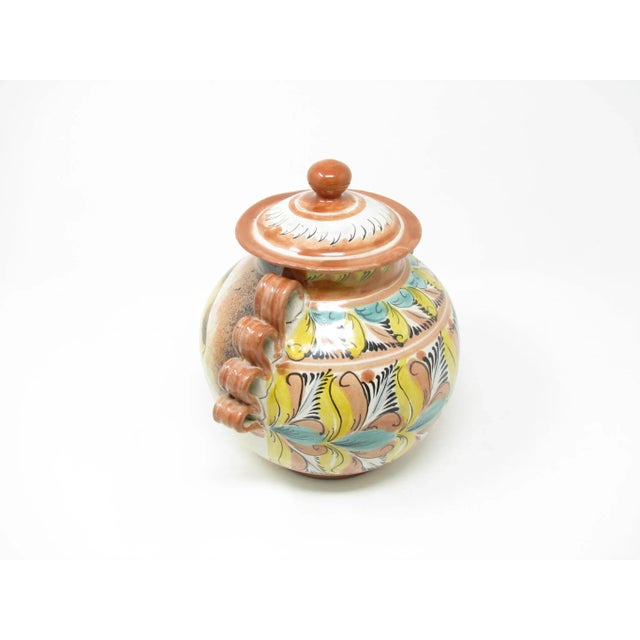 Majolica Vintage Mayolica Santa Rosa Folk Art Mexican Majolica Pottery Lidded Urn or Jar With Fruit Decoration For Sale - Image 4 of 13
