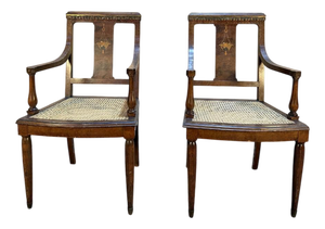 Art Deco Cane Armchairs, Set of 2
