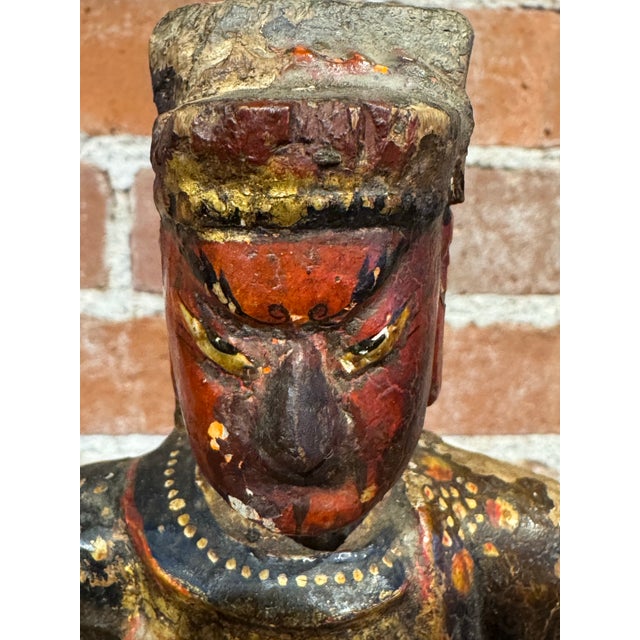 Black Late 18th Century Antique Chinese Warrior / Ancestor Figure For Sale - Image 8 of 9