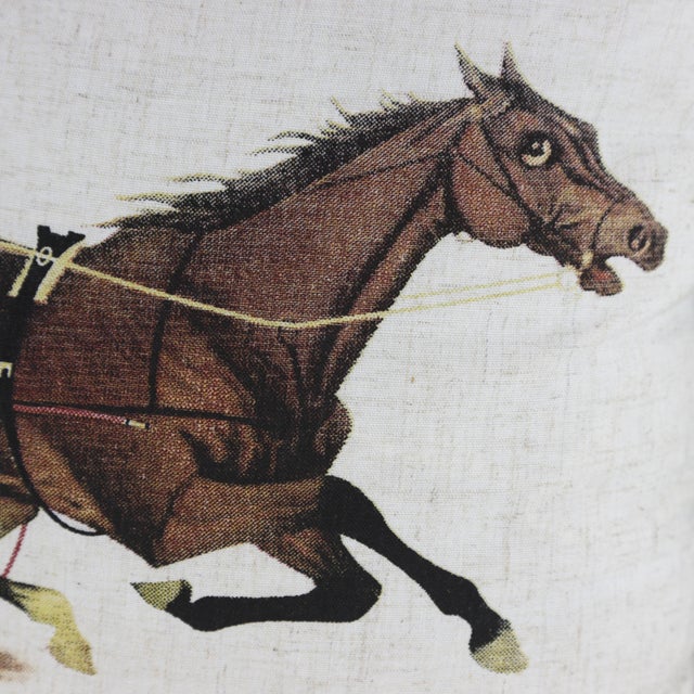 Textile Equestrian Decorative Pillow With Fringe – St. Julien Horse Illustration For Sale - Image 7 of 11