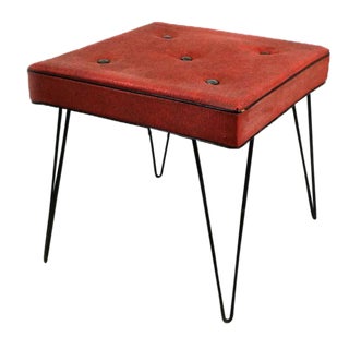 Mid-Century Hairpin Leg Stool Ottoman For Sale